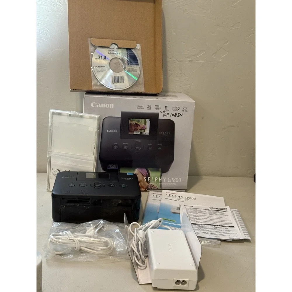 Canon SELPHY CP800 Compact Photo Printer Bundle with Box and Accessories